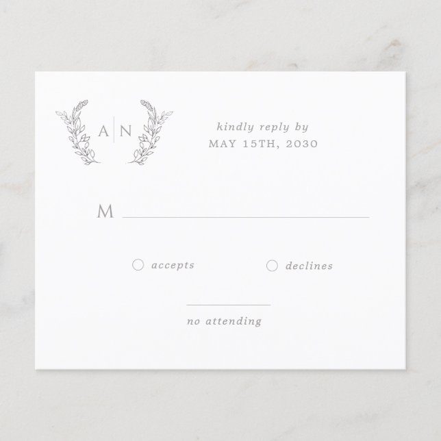 Mariage monographique moderne élégant budget RSVP (Devant)