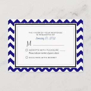 Mariage Motif bleu et blanc Chevron Marine RSVP