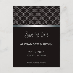 Mariage motif noir gai-deux chambres Carte posta