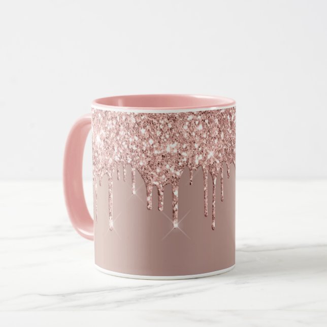 Mariage Mug Rose Gold Blush Parties scintillant Ét (Devant gauche)