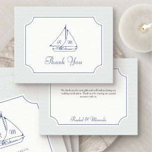 Mariage nautique Carte de remerciements
