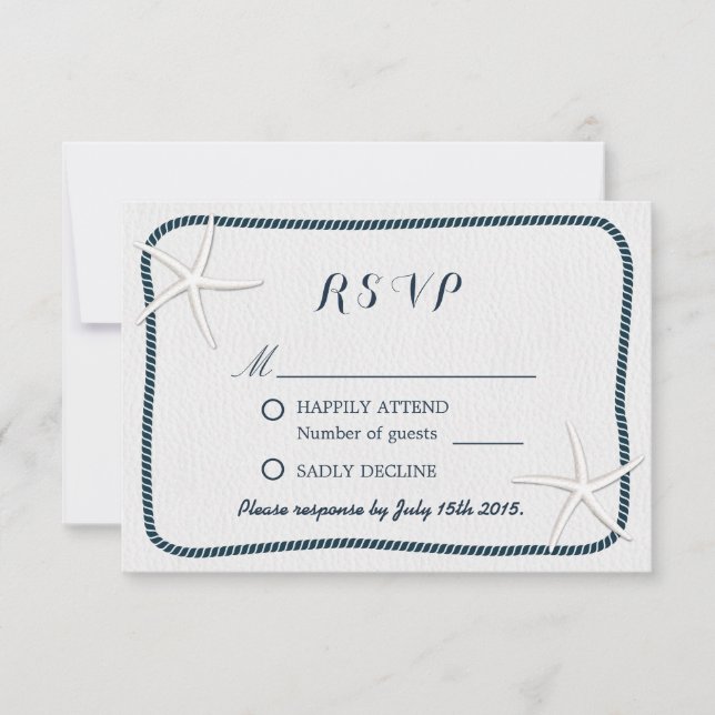 Mariage Nautique de trames Starfish & Twine RSVP (Devant)