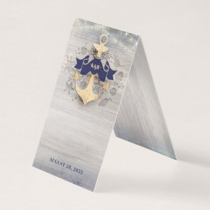Mariage nautique Gold Ancre   Carte supplémentaire