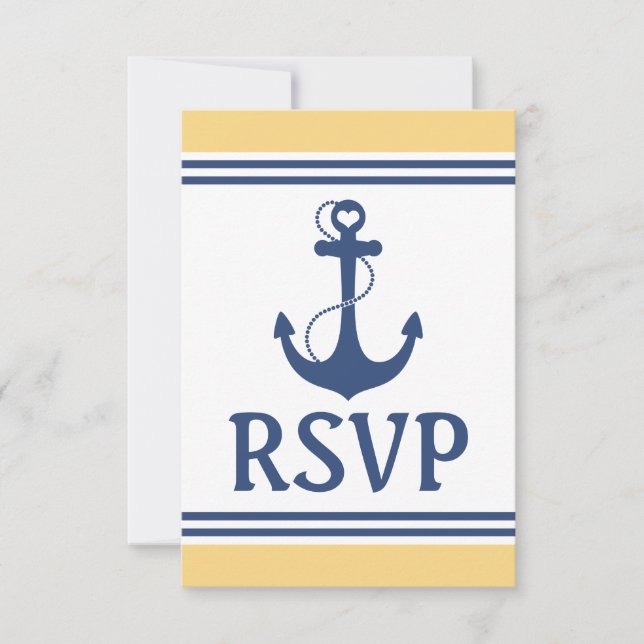 Mariage Nautique Jaune et Bleu RSVP (Devant)