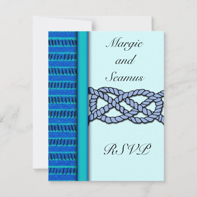 Mariage Nautique Noir Bleu RSVP (Devant)