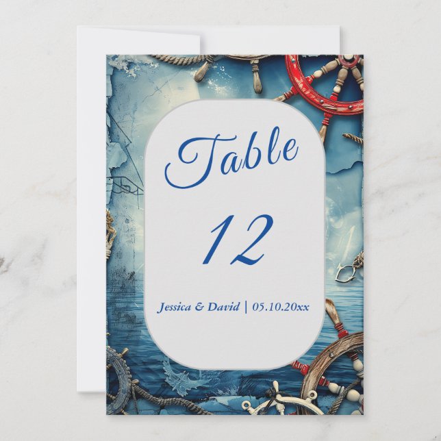 Mariage nautique rustique chic Numéro de table (Devant)