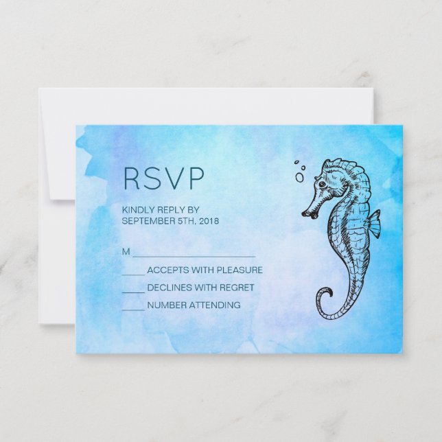 Mariage nautique Seahorse et Seashell RSVP (Devant)