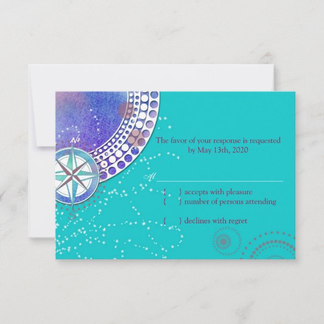 Mariage Nautique Turquoise moderne RSVP (Devant)