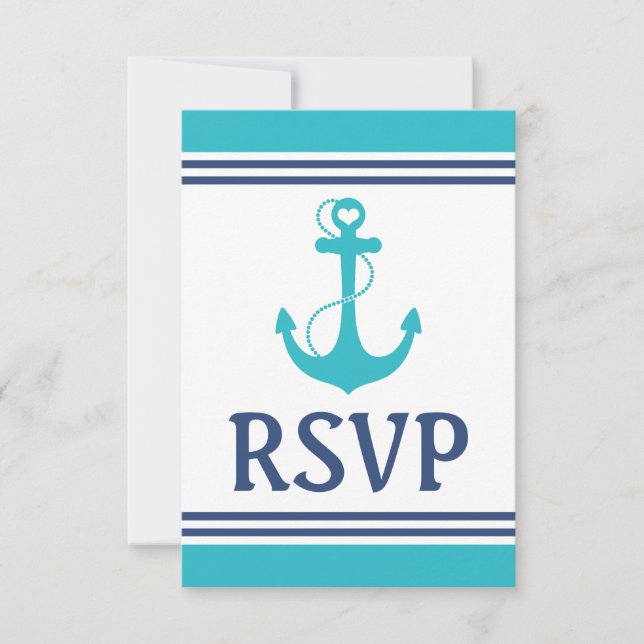 Mariage Nautique Turquoise RSVP (Devant)