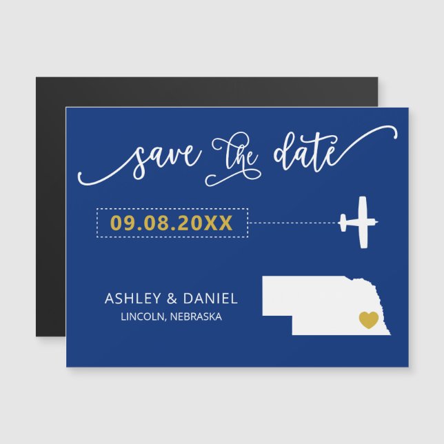 Mariage Nebraska Enregistrer la carte de date, Car (Devant / Derrière)