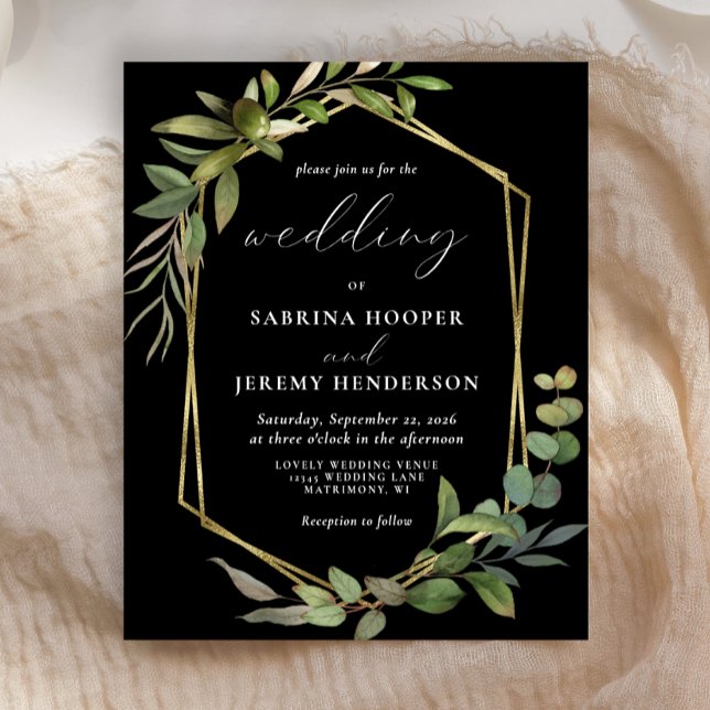 Mariage noir à budget eucalyptus et verdure d'oliv (Créateur téléchargé)