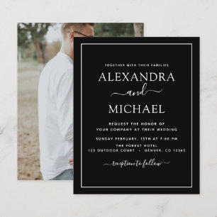 Mariage noir blanc à budget avec invitation photo