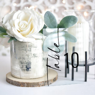 Mariage noir blanc acrylique numéro de table