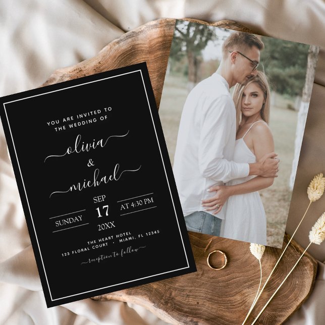 Mariage noir blanc avec invitation photo (Créateur téléchargé)
