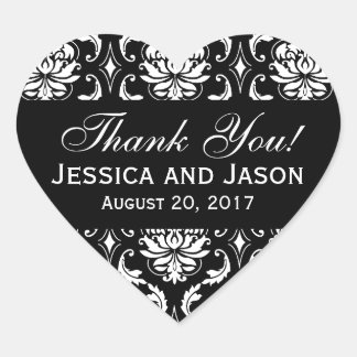Mariage noir blanc Damask Merci Étiquette