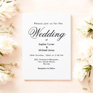 Mariage Noir Blanc Minimaliste Simple Invitation