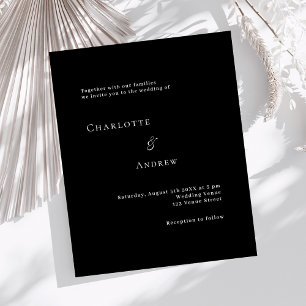 Mariage noir blanc moderne minimaliste invitation