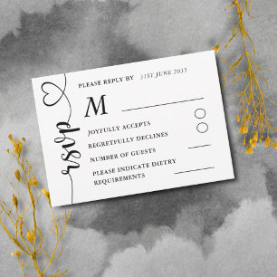 Mariage noir & blanc moderne RSVP