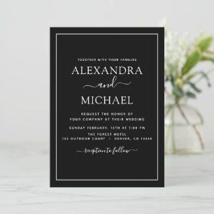 Mariage noir blanc Type moderne Invitation