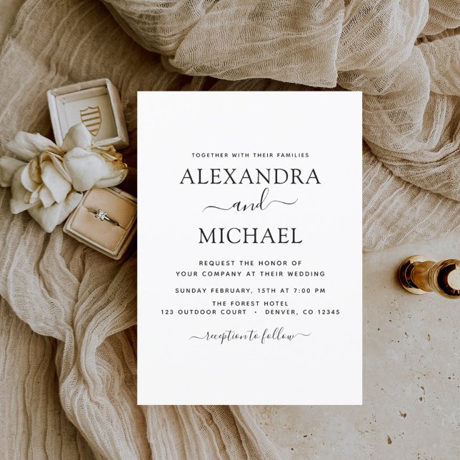 Mariage noir blanc Type moderne Invitation (Créateur téléchargé)