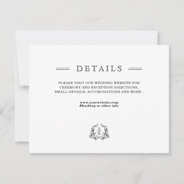 Mariage noir chic Détails Carte de boîtier (Devant)