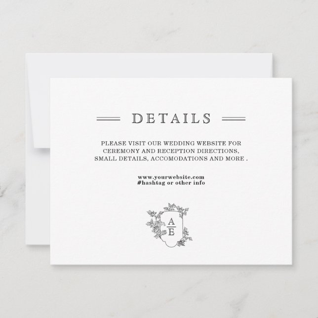 Mariage noir chic Détails Carte de boîtier (Devant)