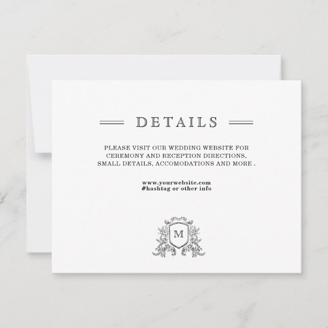 Mariage noir chic Détails Carte de boîtier (Devant)