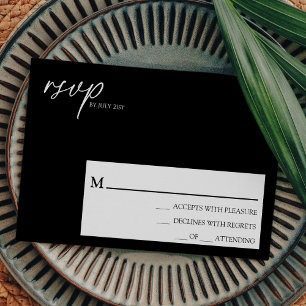Mariage noir classique moderne carte RSVP simple