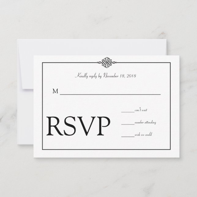 Mariage noir classique simple RSVP (Devant)
