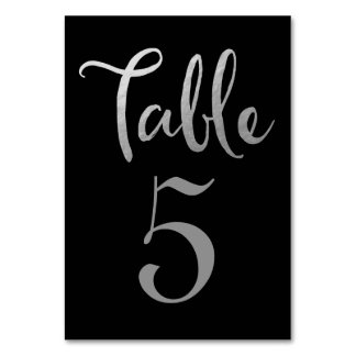 Mariage noir en argent Numéro de table Typographie