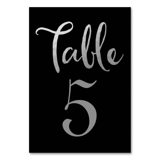 Mariage noir en argent Numéro de table Typographie (Par défaut)