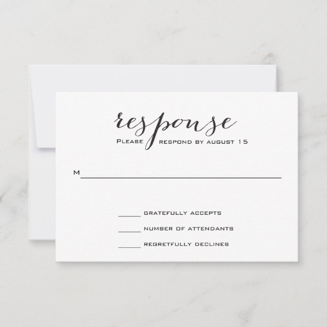 Mariage noir et blanc élégant RSVP (Devant)