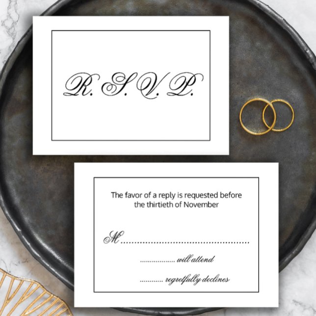 Mariage noir et blanc moderne RSVP (Créateur téléchargé)