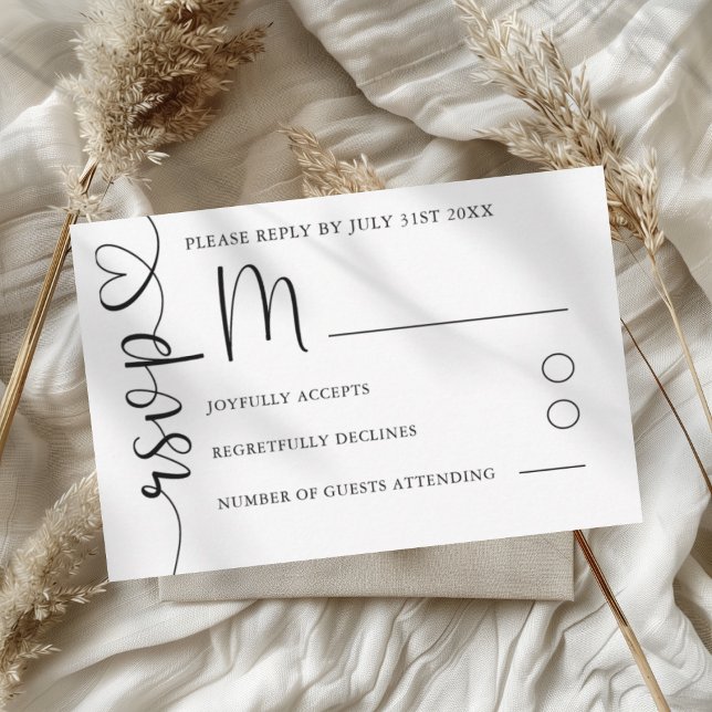 Mariage noir et blanc simple RSVP (Créateur téléchargé)