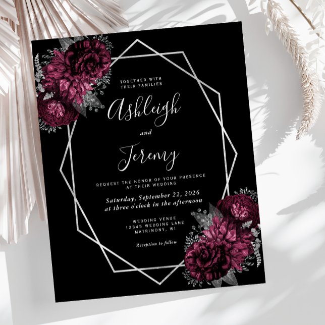 Mariage noir floral bourgogne argent budget (Créateur téléchargé)
