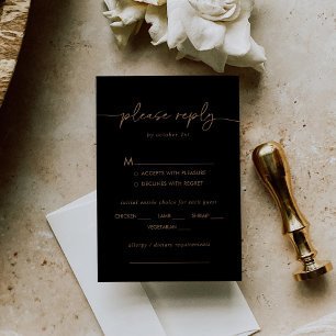 Mariage Noir Gold Classic Choix du menu RSVP