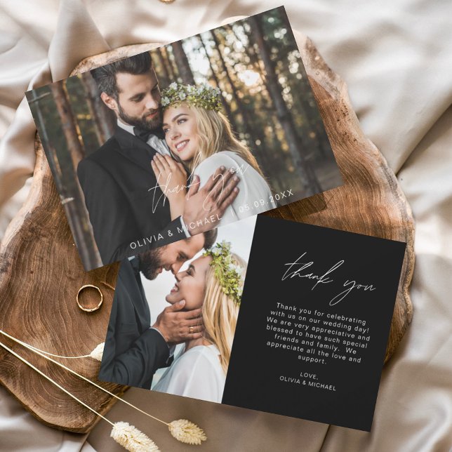 Mariage noir minimaliste moderne Merci (Créateur téléchargé)