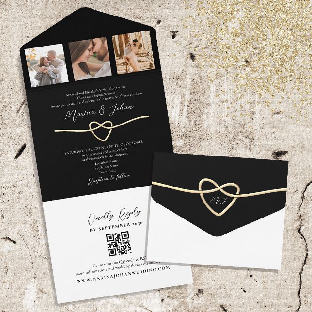 Mariage noir or All-in-One QR Invitation (Créateur téléchargé)