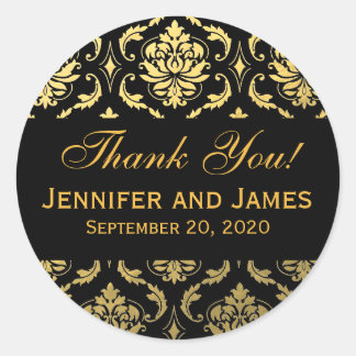 Mariage noir or Damask Merci Étiquette