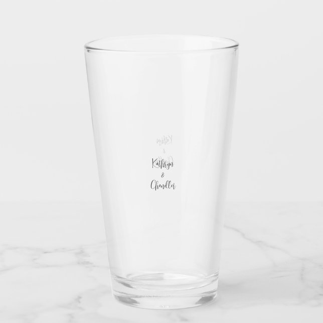 Mariage noir simple Couple Noms Mariage Verre (Devant)