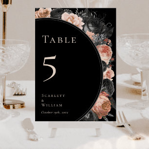 Mariage noir Vintage gothique Numéro de table
