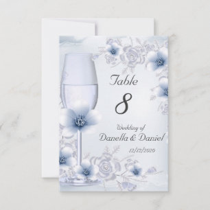 Mariage Numéro de table Blossoms Blue Silver Roses