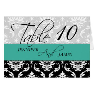 Mariage Numéro de table Cartes Damask Turquoise
