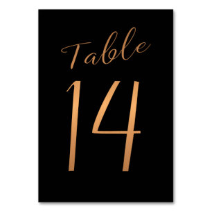 Mariage numéro de table cuivre or parties scintill