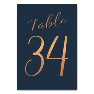 Mariage numéro de table cuivre rose or parties sci