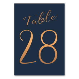 Mariage numéro de table cuivre rose or parties sci