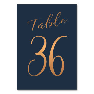 Mariage numéro de table cuivre rose or parties sci