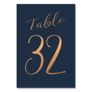 Mariage numéro de table cuivre rose or parties sci