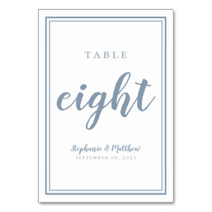 Mariage Numéro de table Huit Bleu Duché Simple