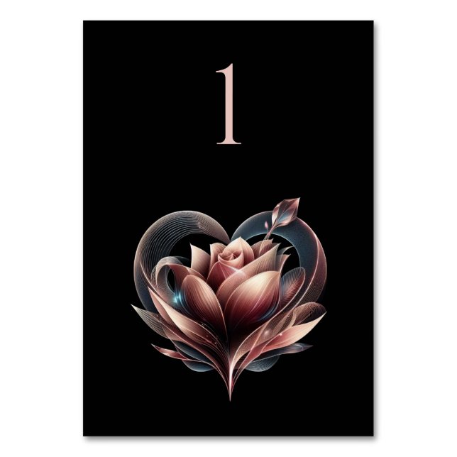 Mariage Numéro de table Rose avec coeur (Par défaut)